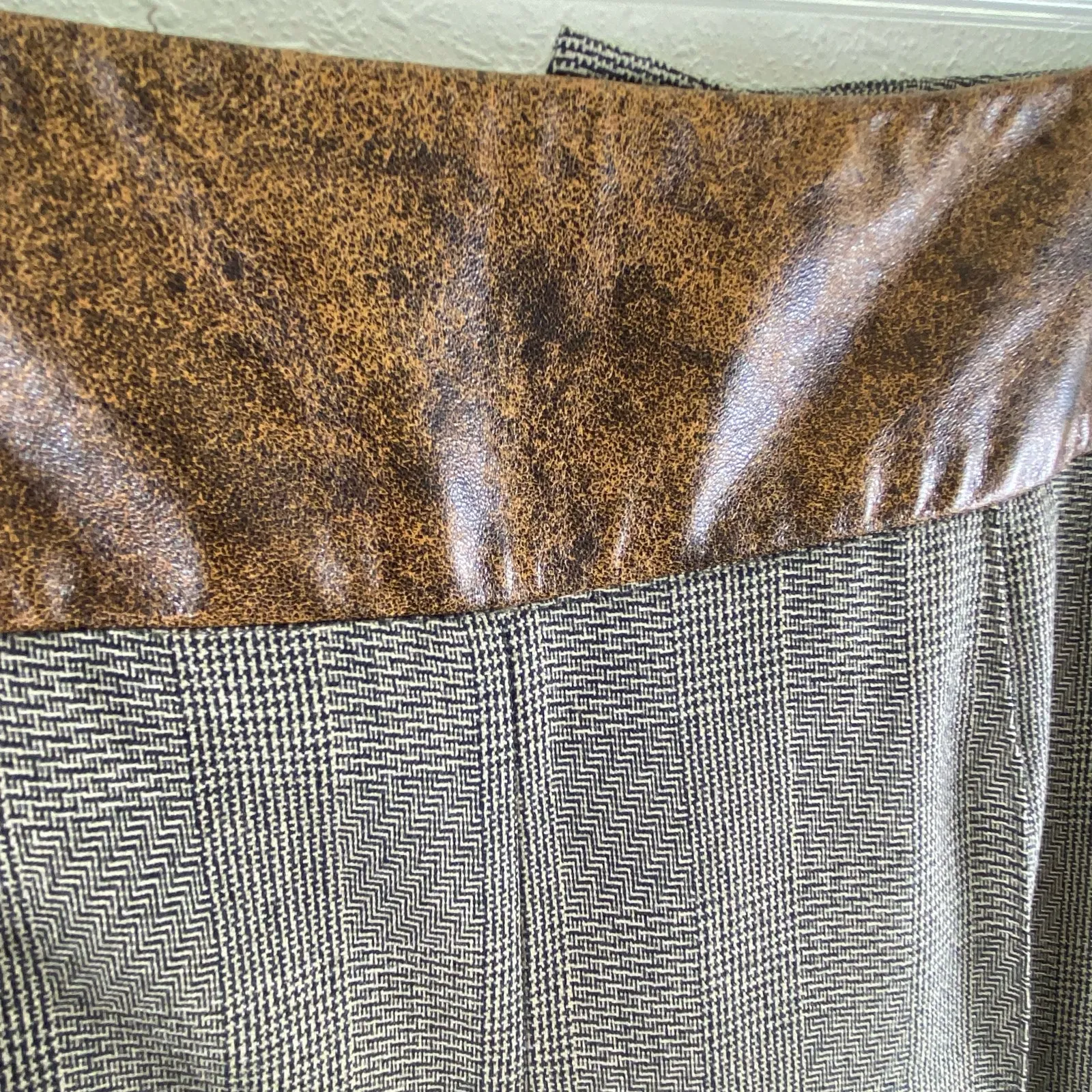 Harve Benard‎ Sport Gray Wool Blazer Pants Set Faux Leather Pockets Size 12 - Image 6