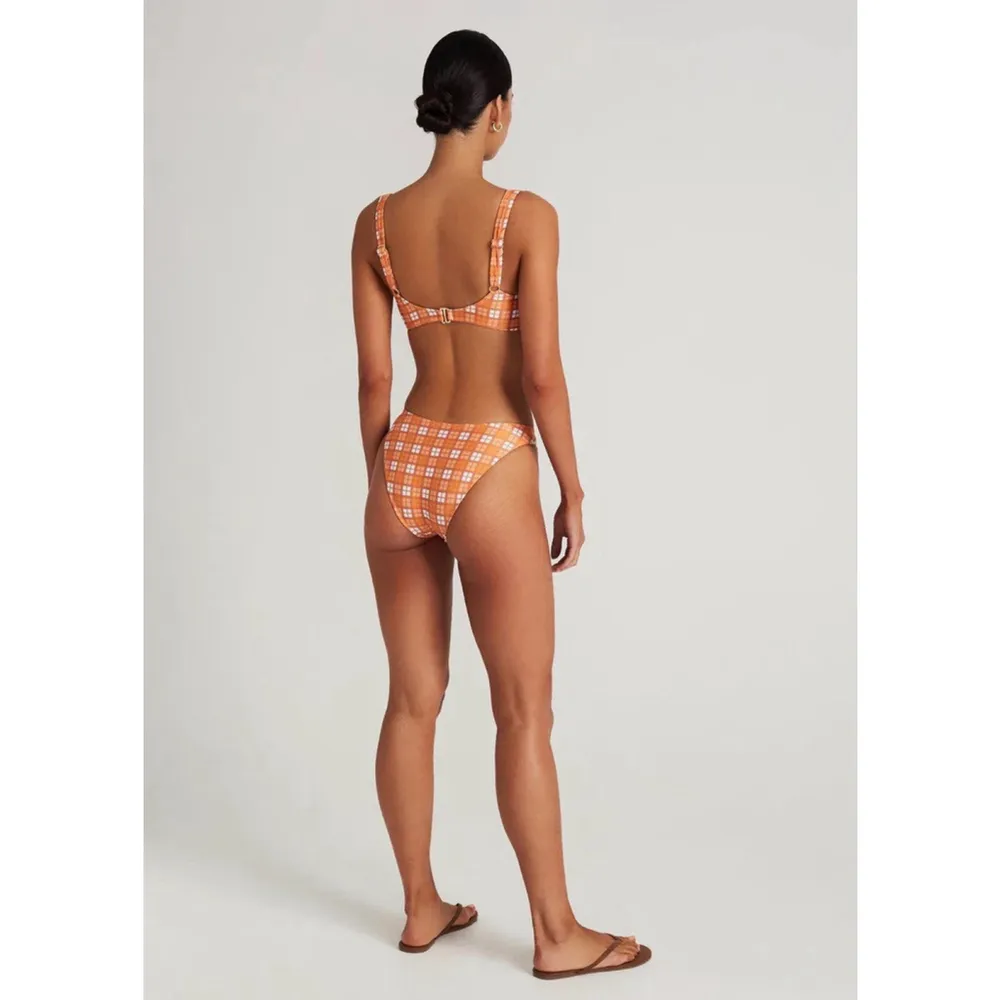 Faithfull The Brand Ophelle Bikini Bottoms Melody Check Print Us 4 Orange NWT - Image 2