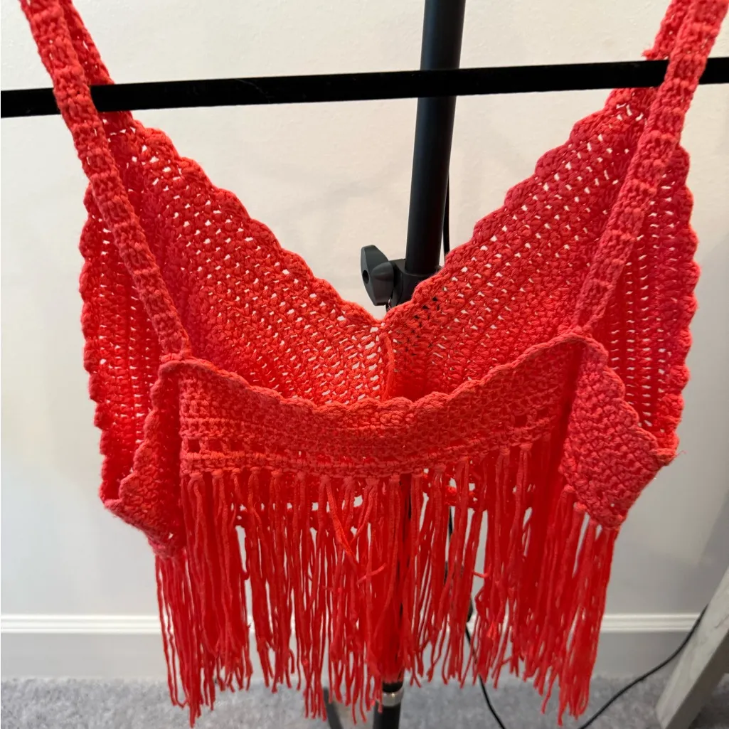POL Orange Red Embellished Crop Camisole - Image 6