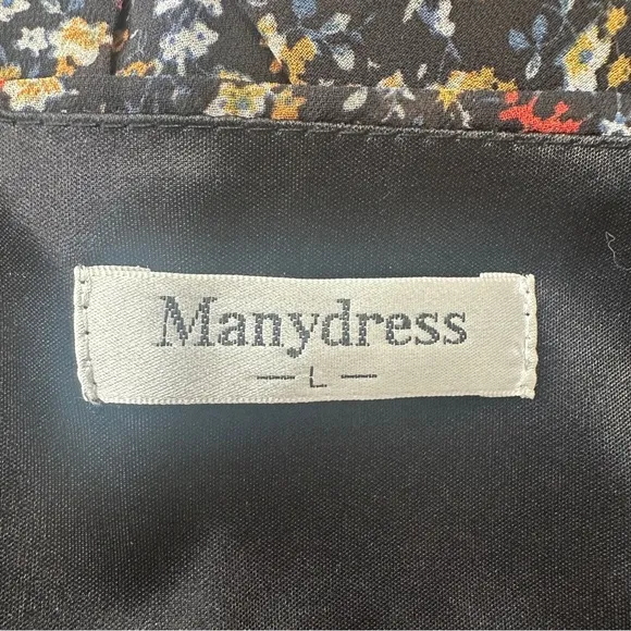 Manydress Womens Chiffon Floral Print‎ Vneck Casual Mini Boho Swing Dress Large - Image 14