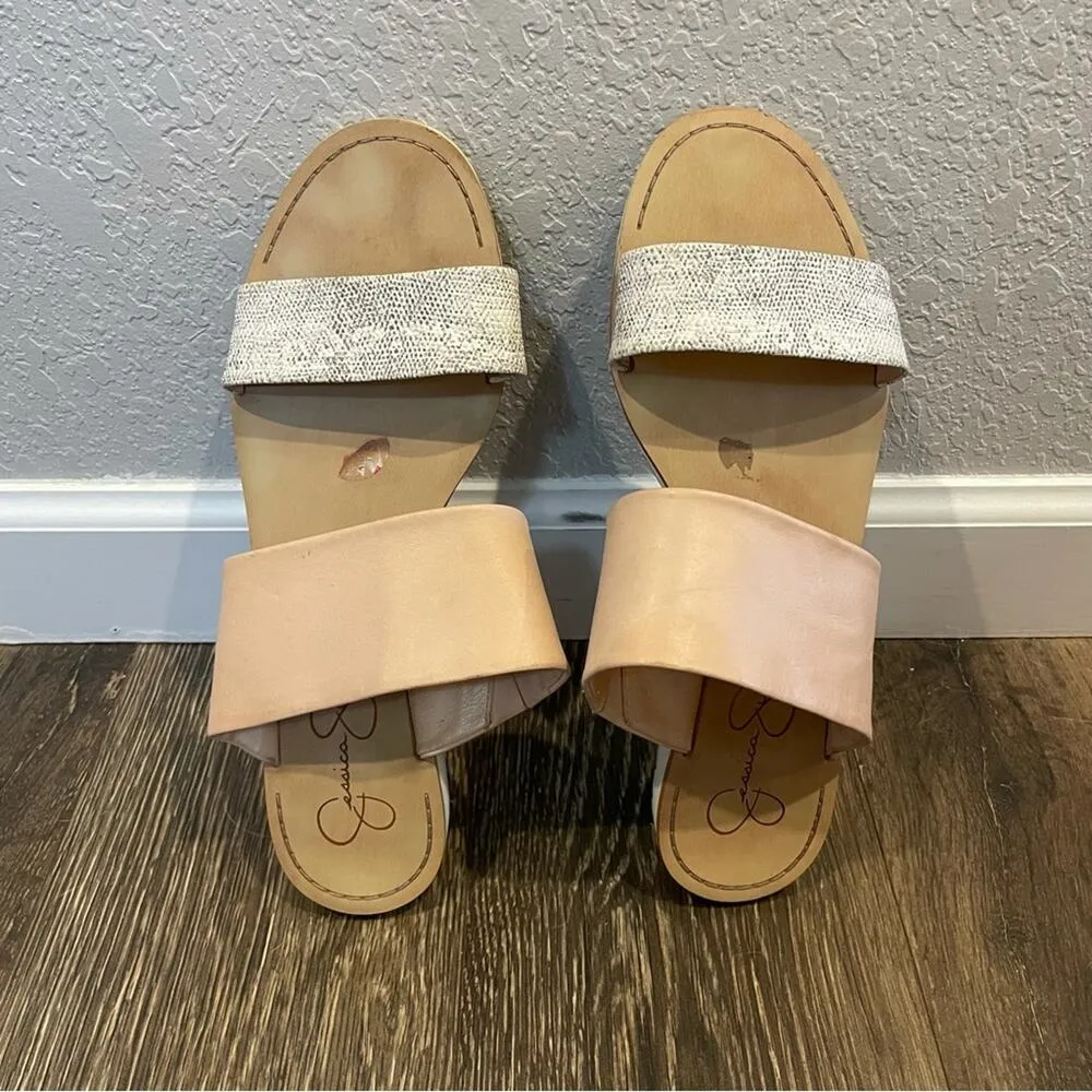 JESSICA SIMPSON Joeyy Leather Slip-On Sandals Size 10 - Image 3