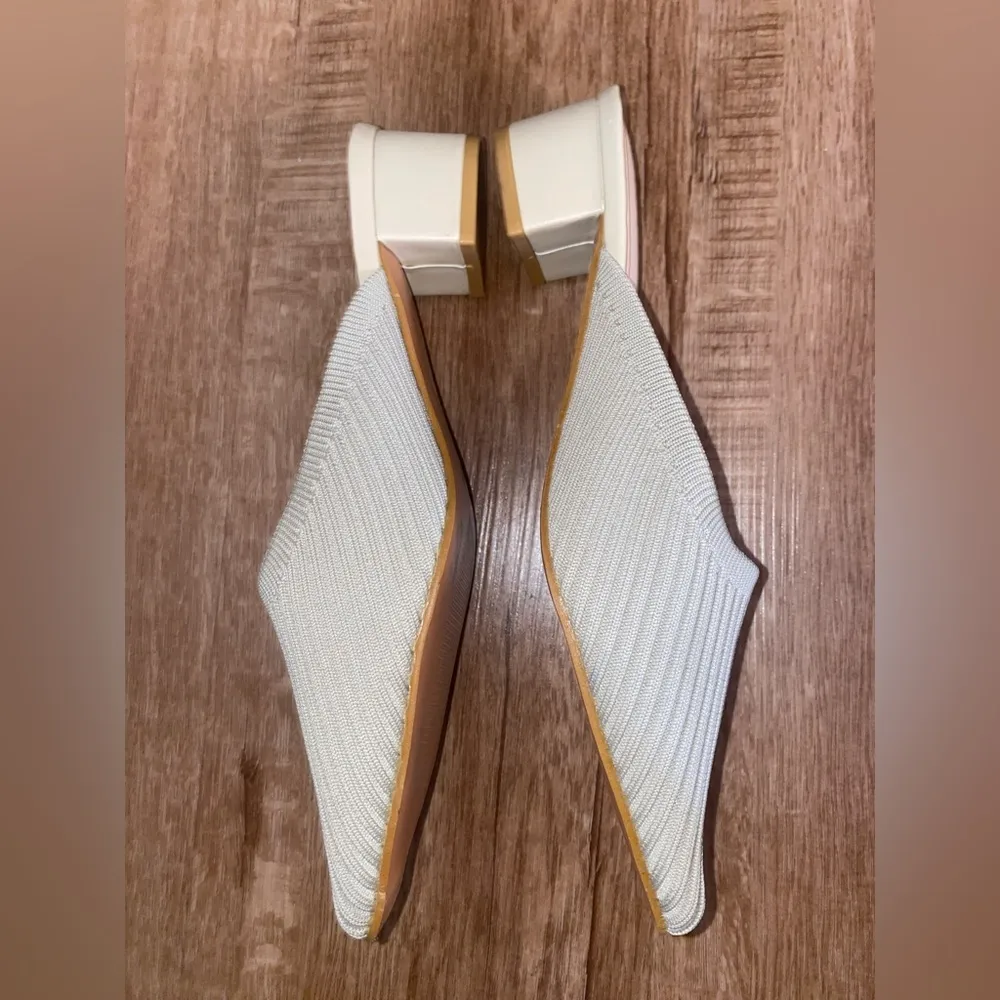 TIJN Vegan Cream Ribbed Knit 'Helka' Mules 8.5 - Image 6