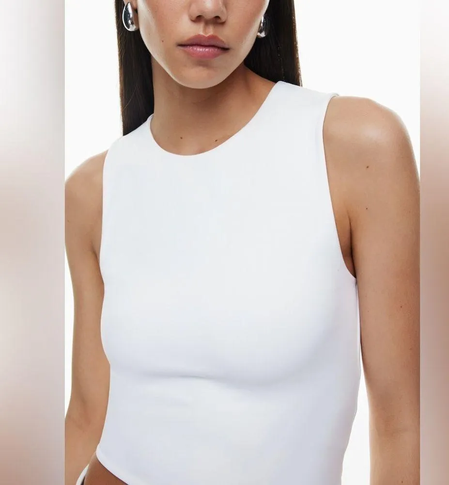 Babaton Contour Muscle Tank in White Crewneck Cropped Tank - Image 2