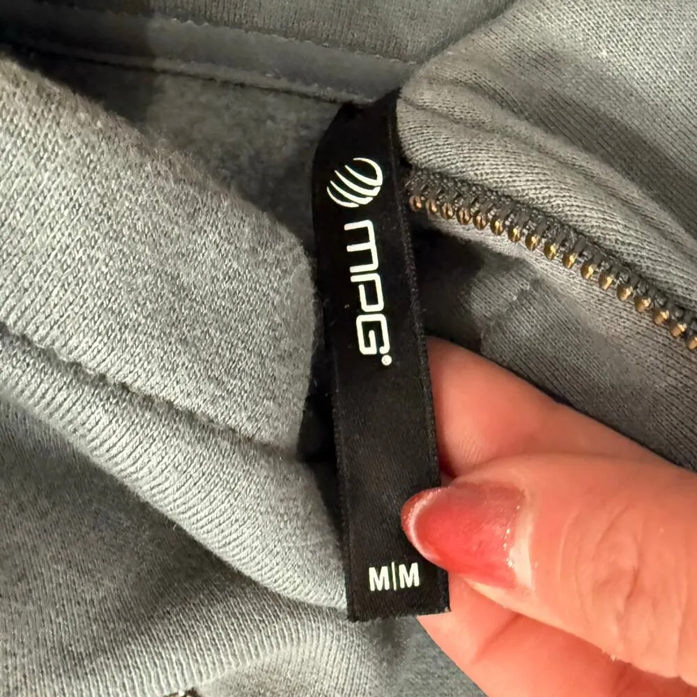 MPG Sport Beckon Gray Green 1/4 Zip Cropped Sweatshirt sz M Athleisure Oversize Size M - Image 5