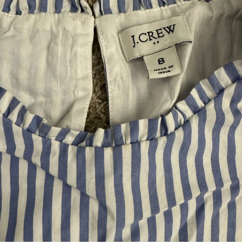 J. Crew Factory Stripe Sleeveless Tiered Midi Dress In Cotton Poplin Blue Size 8 - Image 4