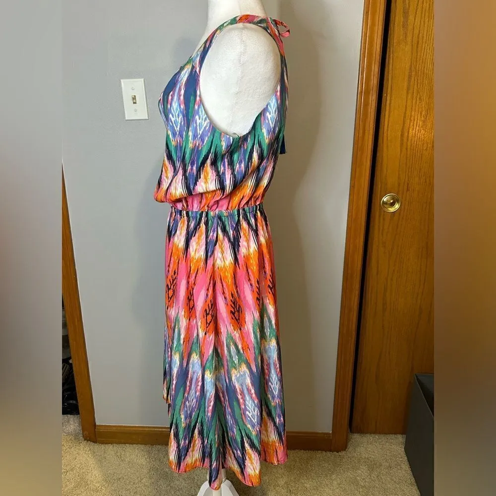 Athleta Ikat Martinique Halter Dress Size‎ M Multi-Color Print Tassel Tie BIN I - Image 6