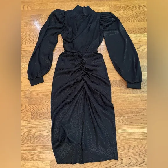 Classy Black satin jacquard Mini Dress size M Size M - Image 2