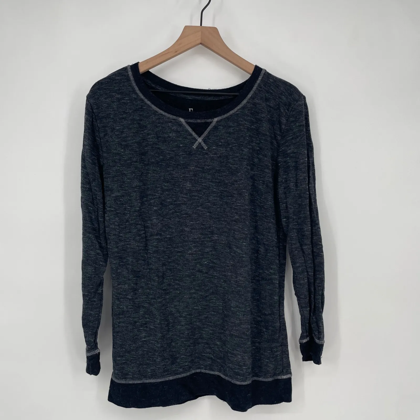 Felina Petite Gray Marled Long Sleeve Top Knit Casual Everyday Size M Size M - Image 2