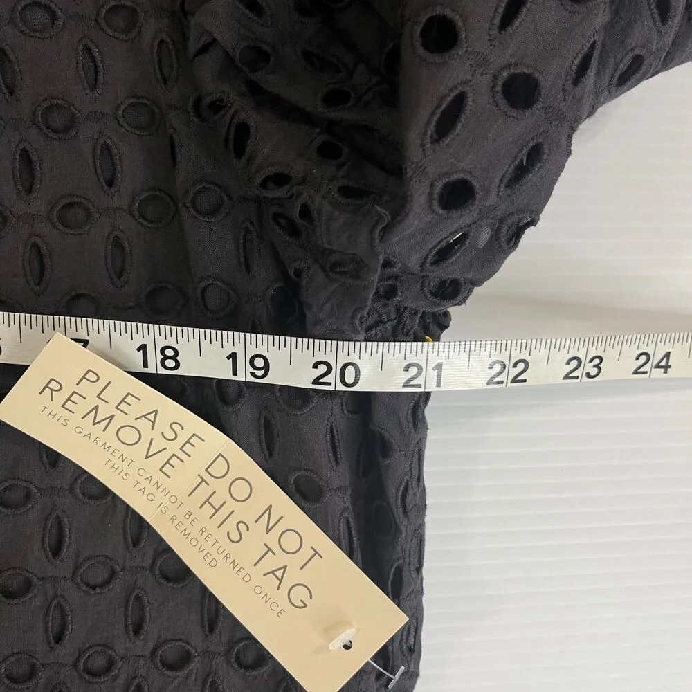 Happy x Nature Kate Hudson Women's Sz M Gray Eyelet Puff Sleeve Ruffled Top NWT Size M - Image 6