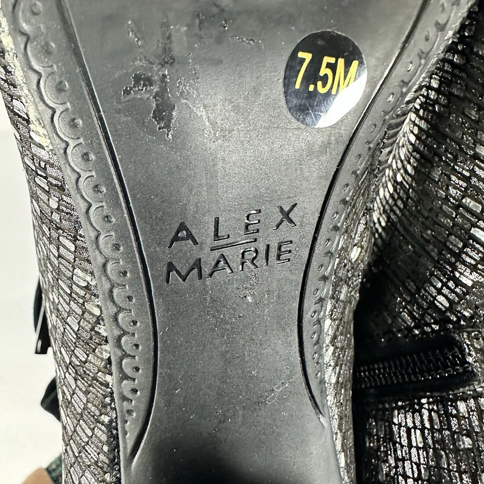 Alex Marie Silver Metallic Textured Leather Bow Ankle Boots - Size 7.5M - Image 6