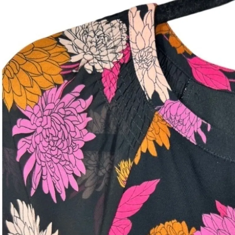 Ann Taylor Autumn Floral Chiffon Long Sleeve Fit &‎ Flare Dress Size 10 Feminine - Image 8