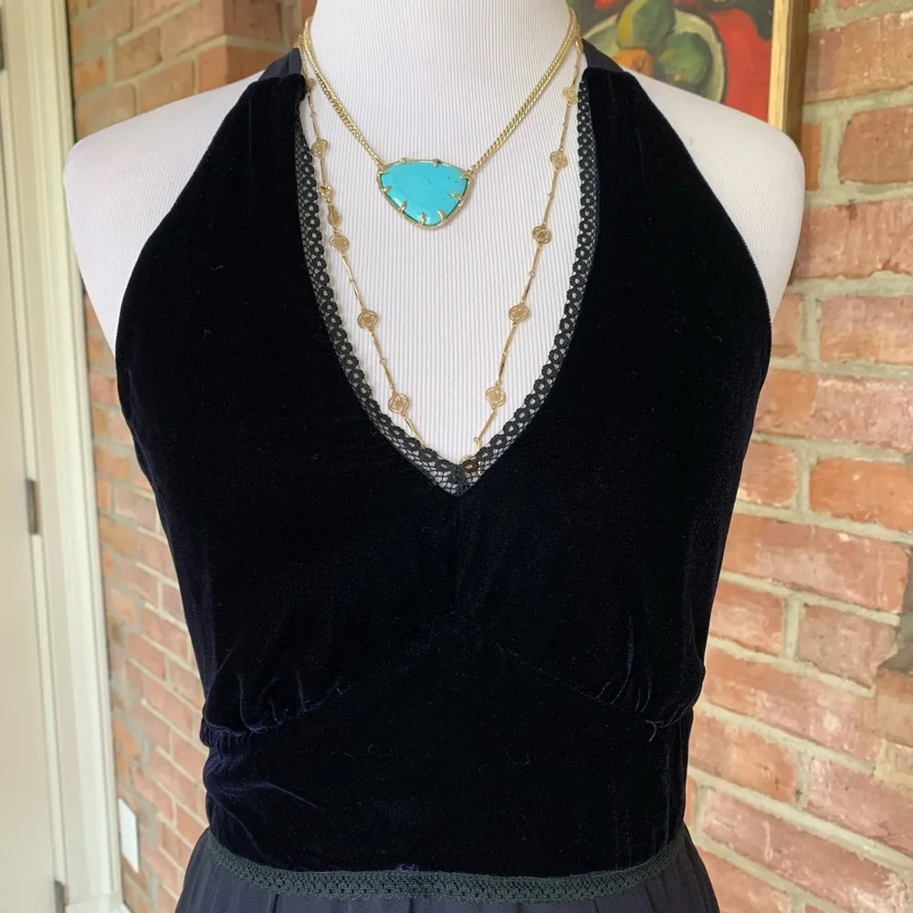 Bcbgmaxazria Silk Navy Halter Dress 2 NWOT - Image 2