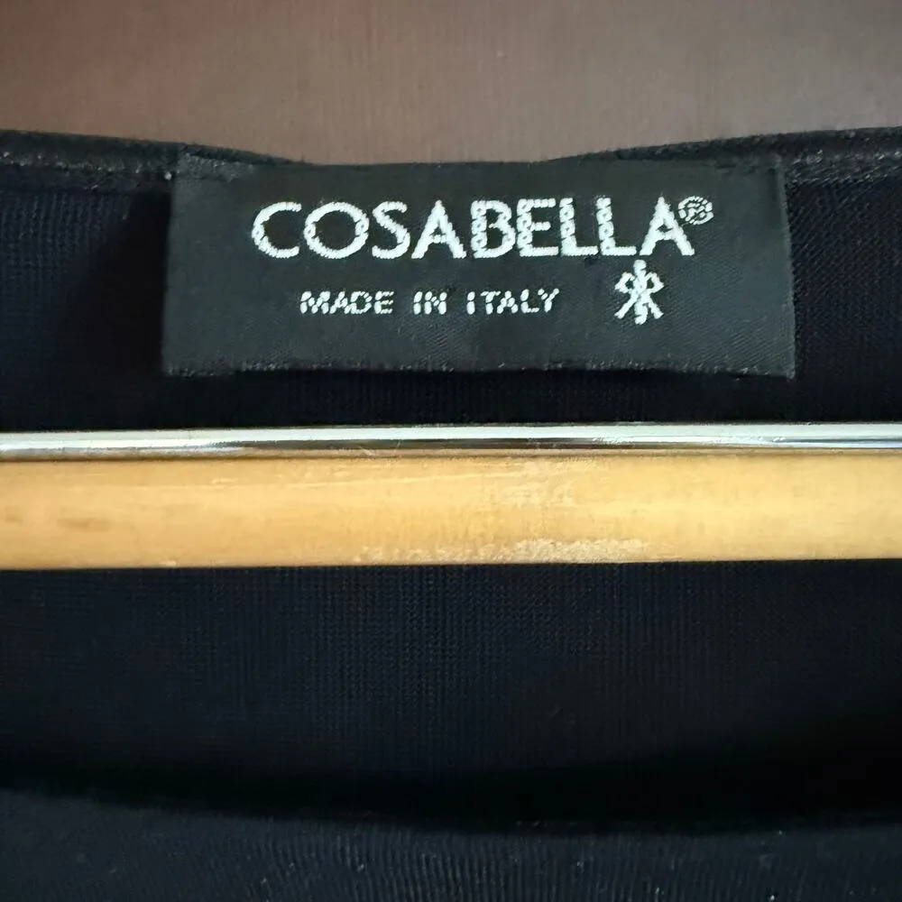 COSABELLA | Black Sparkly Cropped Long Sleeve Top Glitter Baby Tee | Medium - Image 5