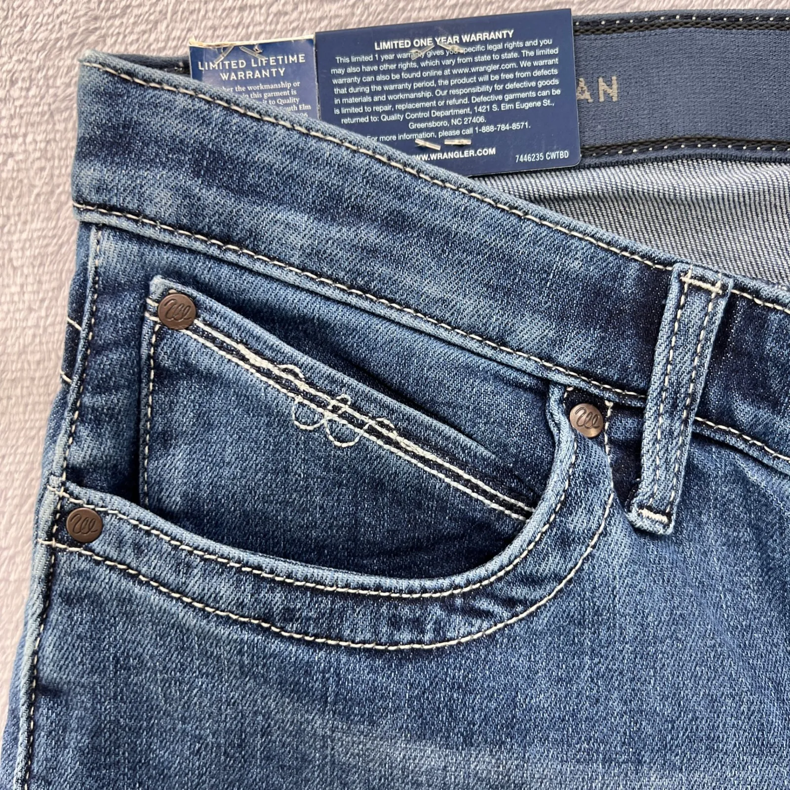 Wrangler Q-Baby Ultimate Riding‎ Jeans Dark Wash Denim Straight Leg 9x34 Western - Image 8