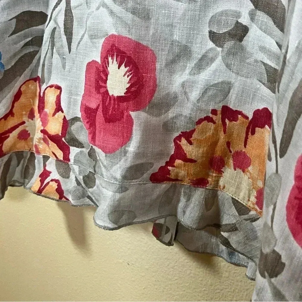 Hot Cotton Marc Ware Linen Ruffle Button Cardigan Top XL Cottagecore White - Image 10