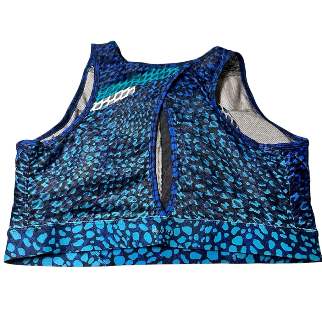 Peloton Wear it to Heart Wild Kite high neck Blue print sports bra Size 1X - Image 5