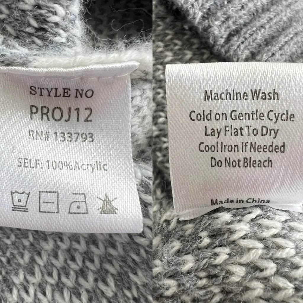 POL Zebra Print Knit Sweater Gray White Slightly Cropped Cozy Soft Size Medium - Image 7