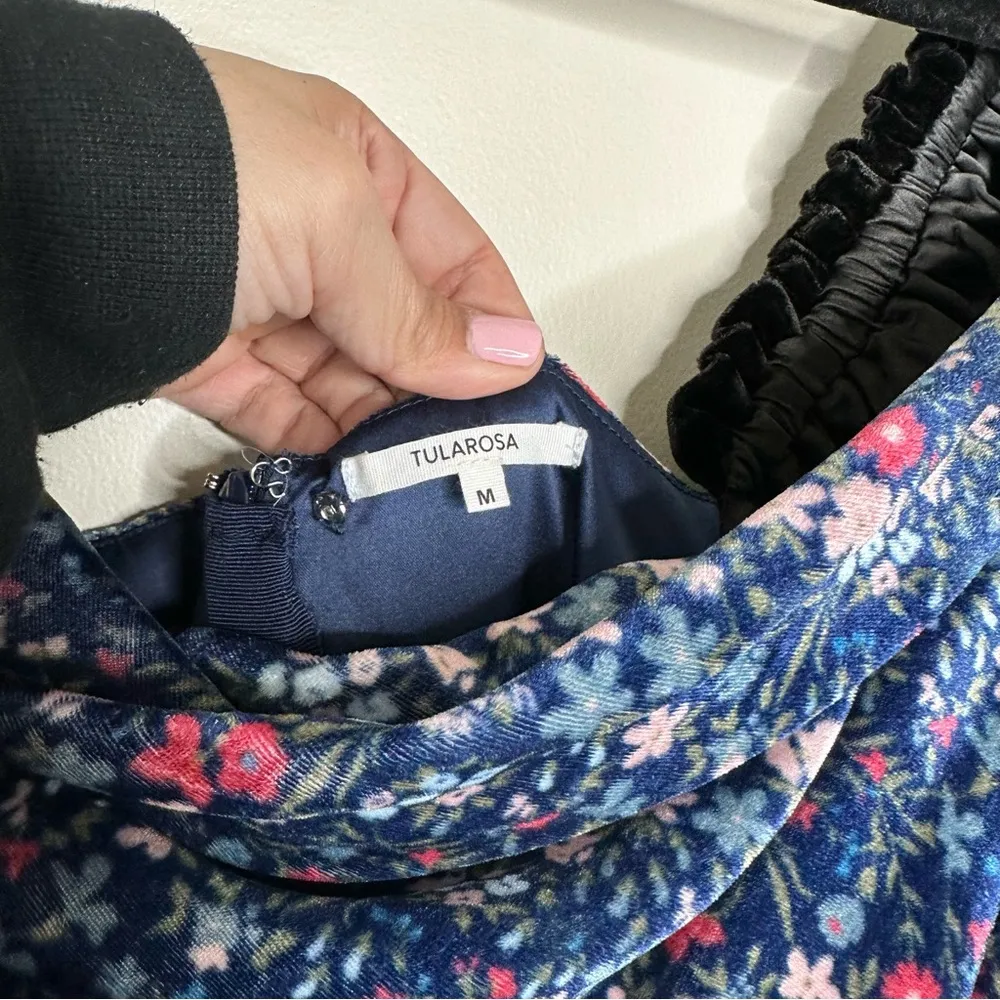 Tularosa Maelie Blue Velvet Mini Dress in Carmella Floral - Image 9