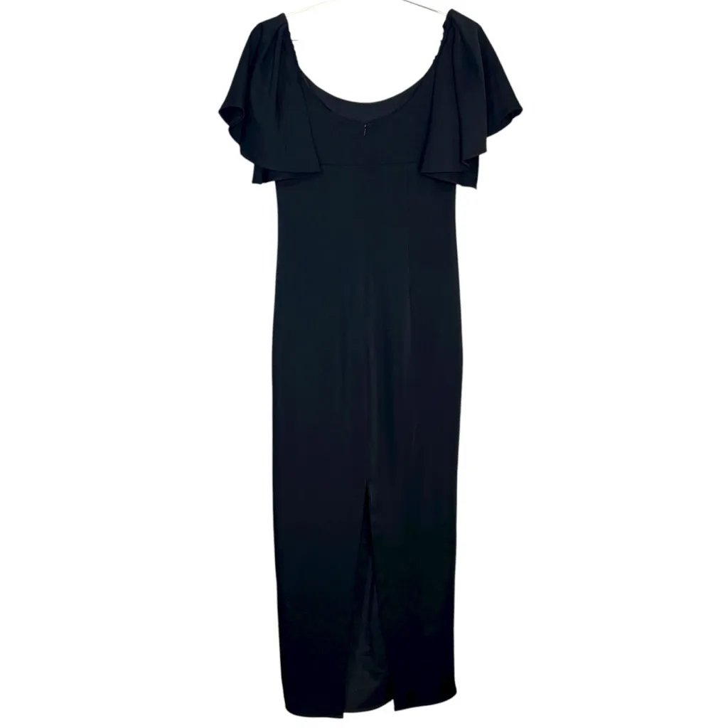 Mac Duggal Women’s Crepe Fitted Dress Short Ruffle Sleeves Black Size 6 - Image 6