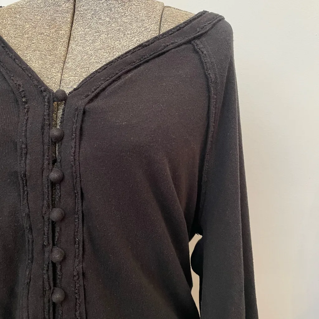 Free People We The Free Winter Sun Henley Top – Black/Blue/Grey/White Medium - Image 6