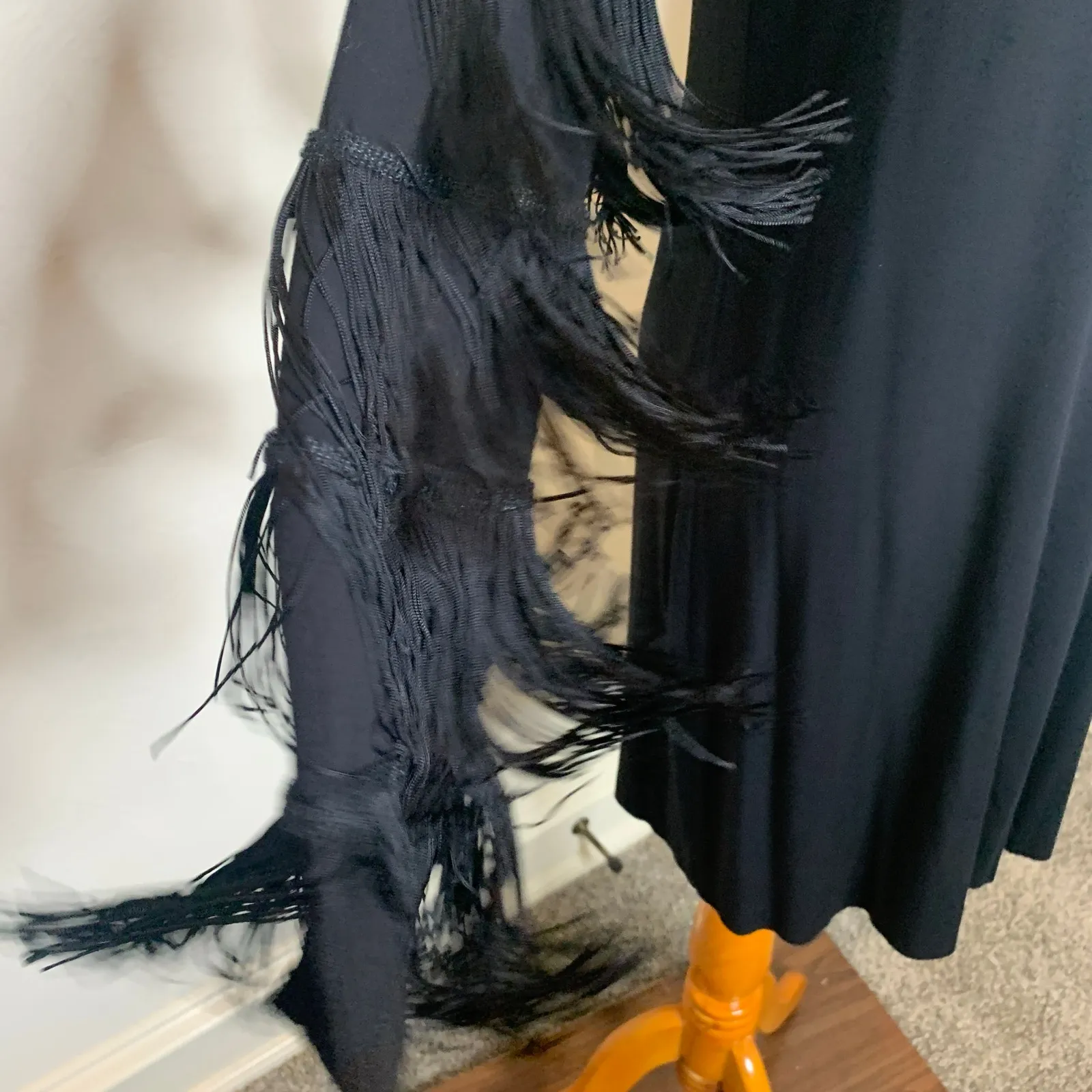 Black Fringe Long Sleeve Fun Dress Bailey 44 Sz Small - Image 4