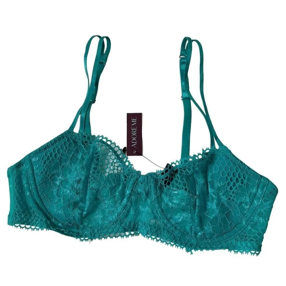 10-750 Adore Me Women Size Bra 34B Blue Unlined Lace NWT - Image 5