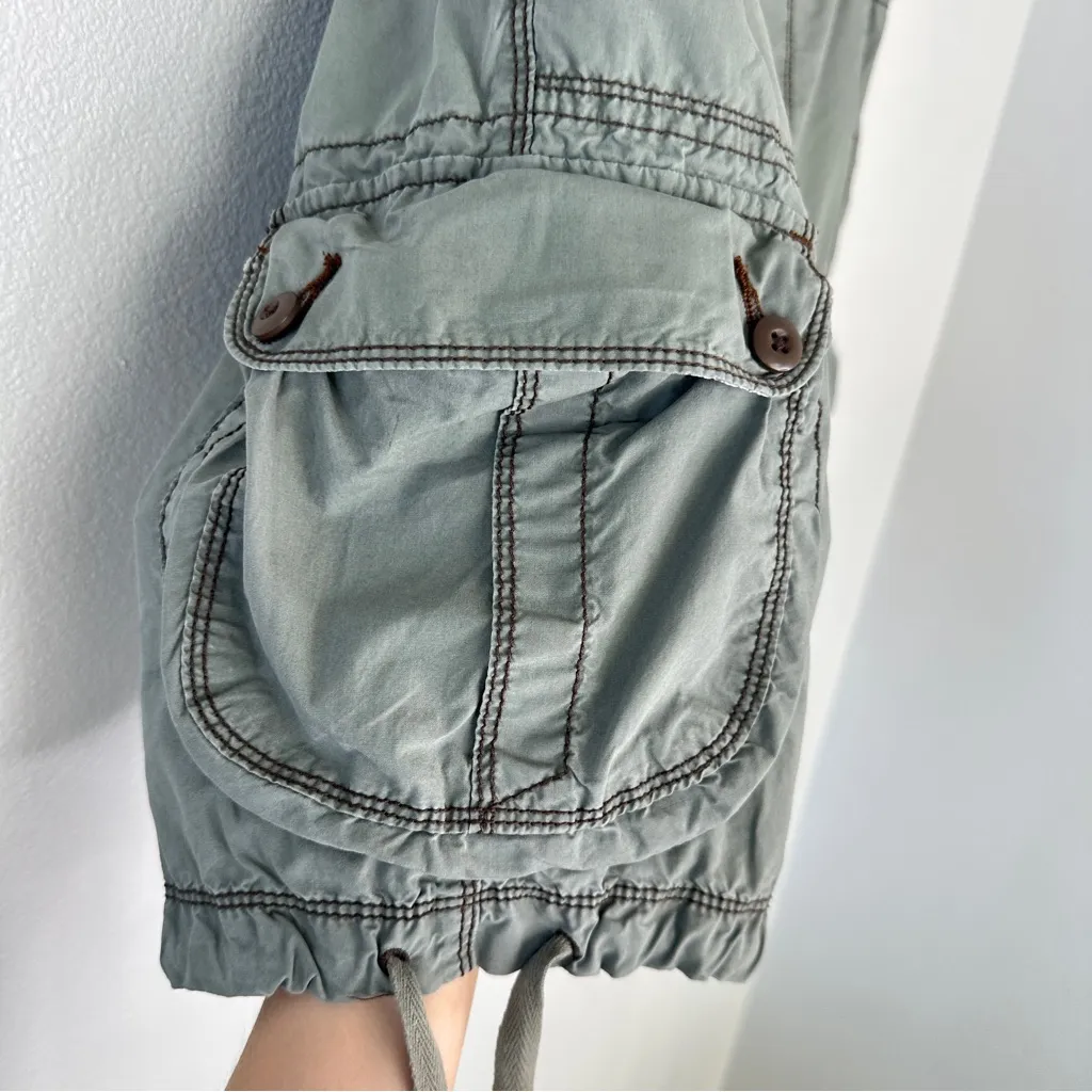 Y2K VTG Polo Jeans Co Ralph Lauren Bermuda Cargo Shorts Green Size 4 100% Cotton - Image 2