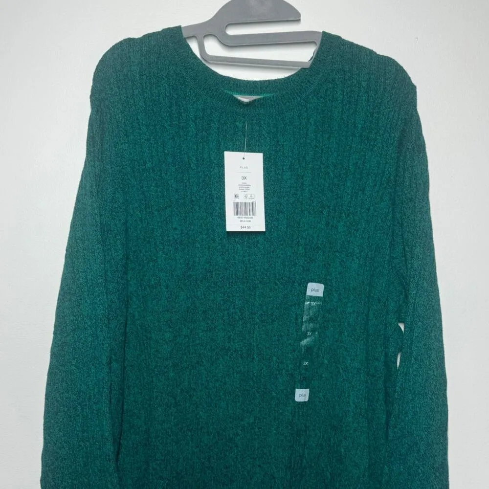 Kim Rogers Sweater Women 3XL Emerald Green NWT Plus Size Cotton Knit Prep Modest - Image 3
