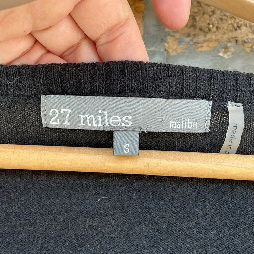 27 miles malibu elbow leather patch cashmere blend sweater small Black - Image 2