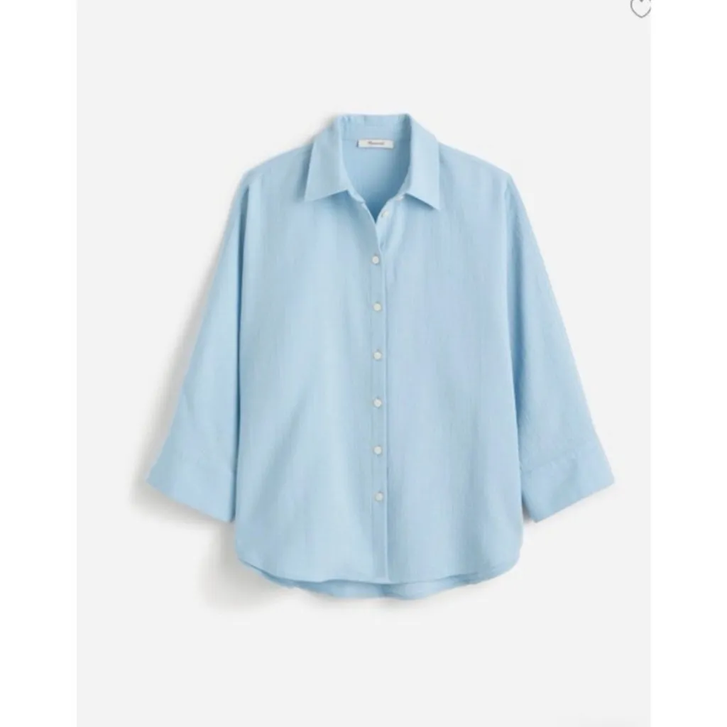 Madewell $98 Cotton Double Gauze Oversize Shirt Pool Blue Size XL #NV185 - Image 6