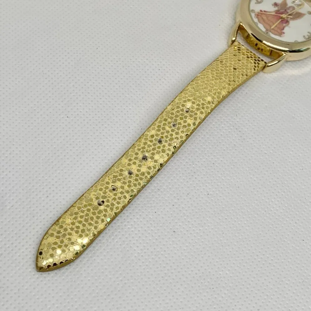 Stylish Angel Gold Toned women/girls Wrist watch case 34mm Quartz running - Image 5