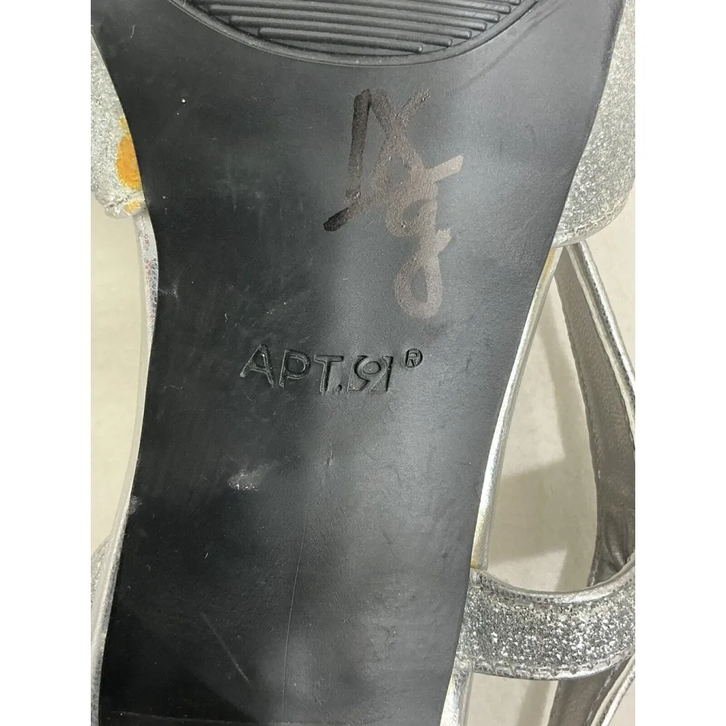 Womans Apt 9 Kohls Open Toe Strappy High Heel Pump Sandal 10 M Silver - Image 7