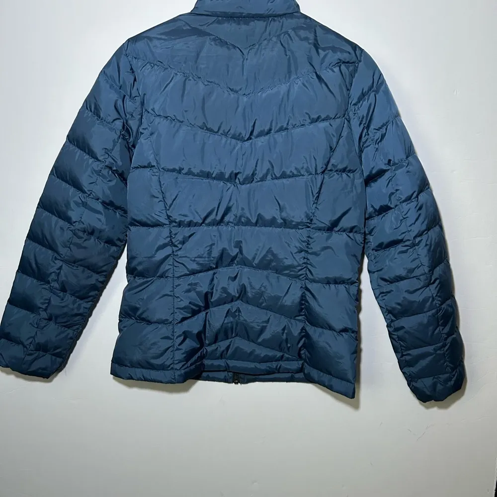 Eddie Bauer Women's Midweight Blue Chevron Quilt Down Jacket Sz S Casual Ski - Image 7