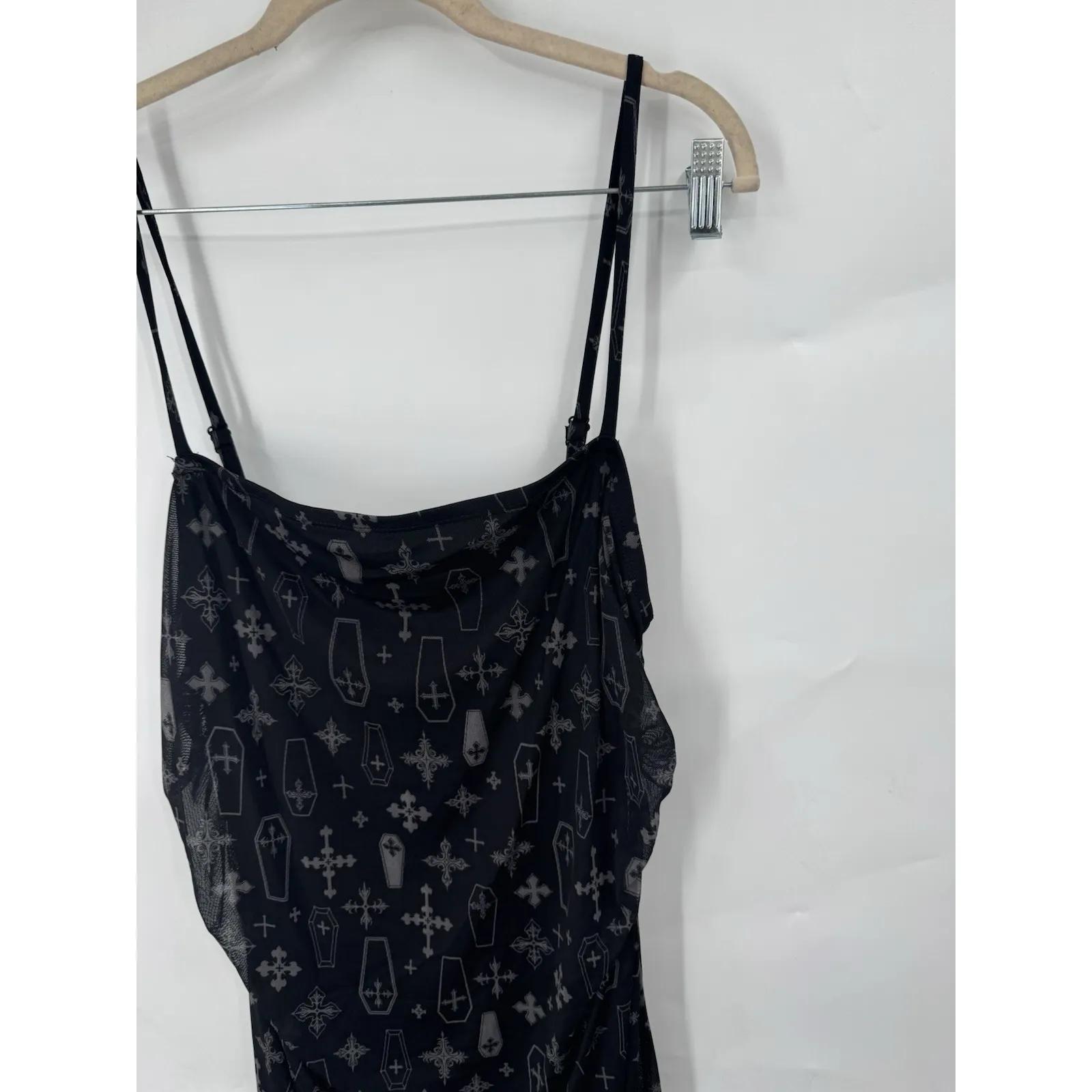 Cosmic Aura Coffin Gothic Mesh Maxi Dress Women 2X Black Emo Whimsigoth Grunge Size XXL - Image 6