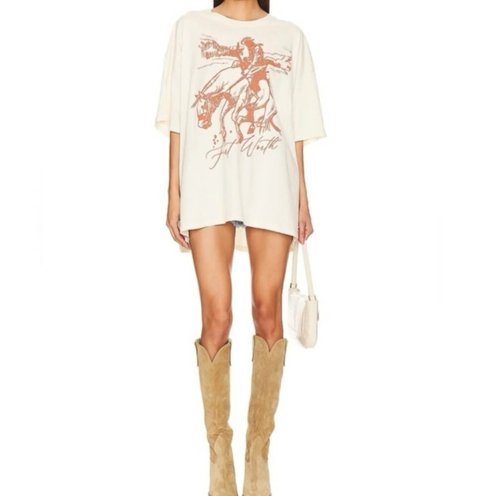 DAYDREAMER Fort Worth One Size (OS) Tee in Stone Vintage New w/o Tag MSRP $88 - Image 2