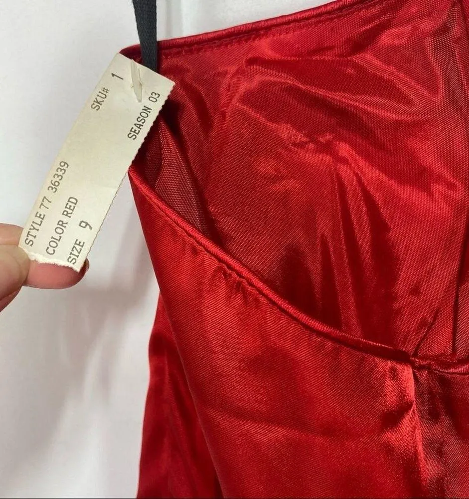 Vintage Deadstock Red Satin Sweetheart Dress Size 9 - Image 3
