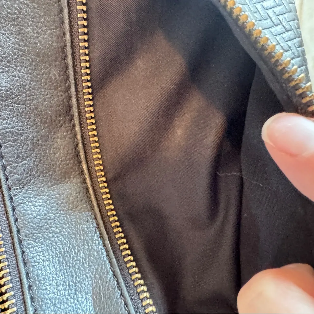 Elliott Lucca Black Woven Leather Crossbody Handbag Bag Purse Womens - Image 11