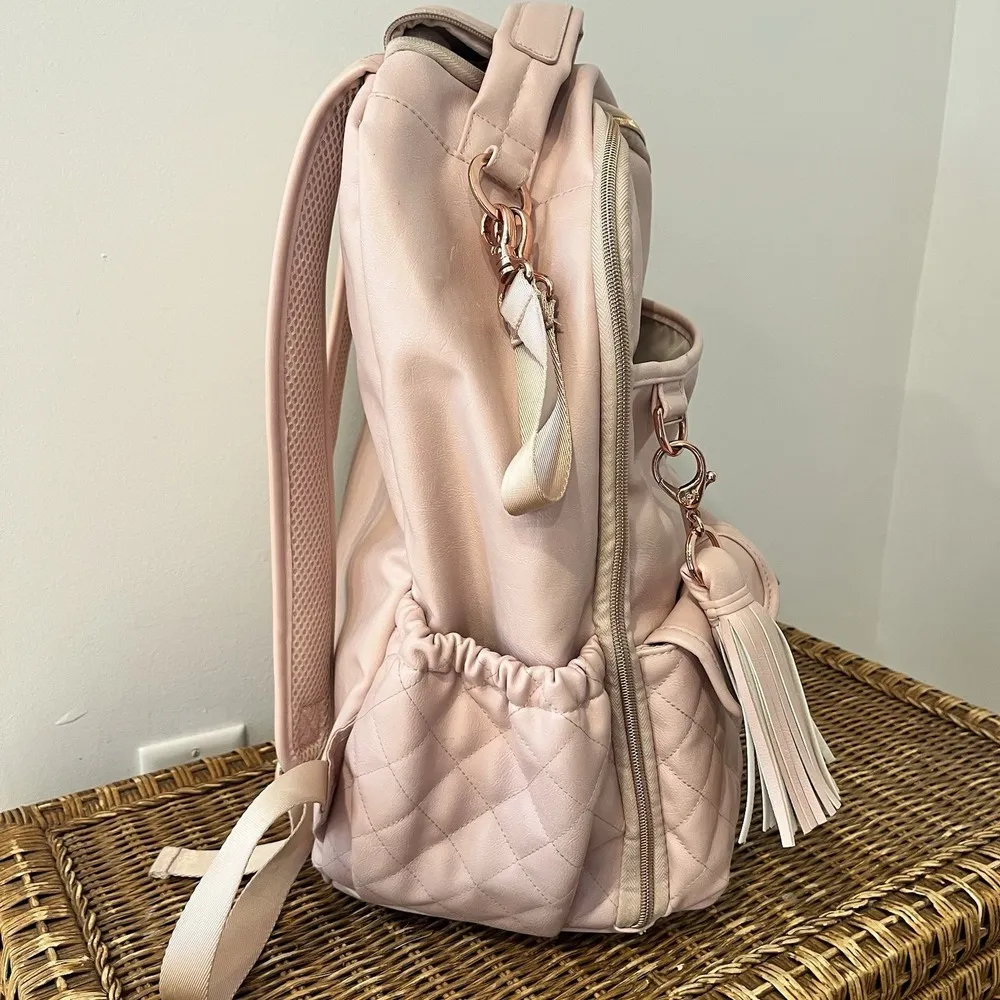 Itzy Ritzy Diaper Bag Backpack Large Capacity Boss Baby Blush Pink Changing Pad - Image 3