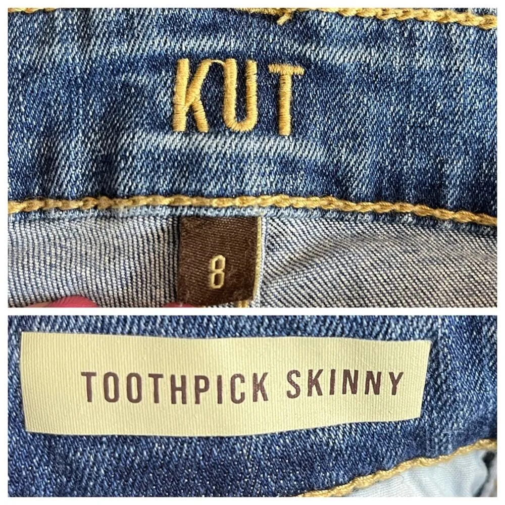 Kut from the Kloth Women's Jeans Toothpick Skinny Distressed Mid Rise Size 8 - Image 6