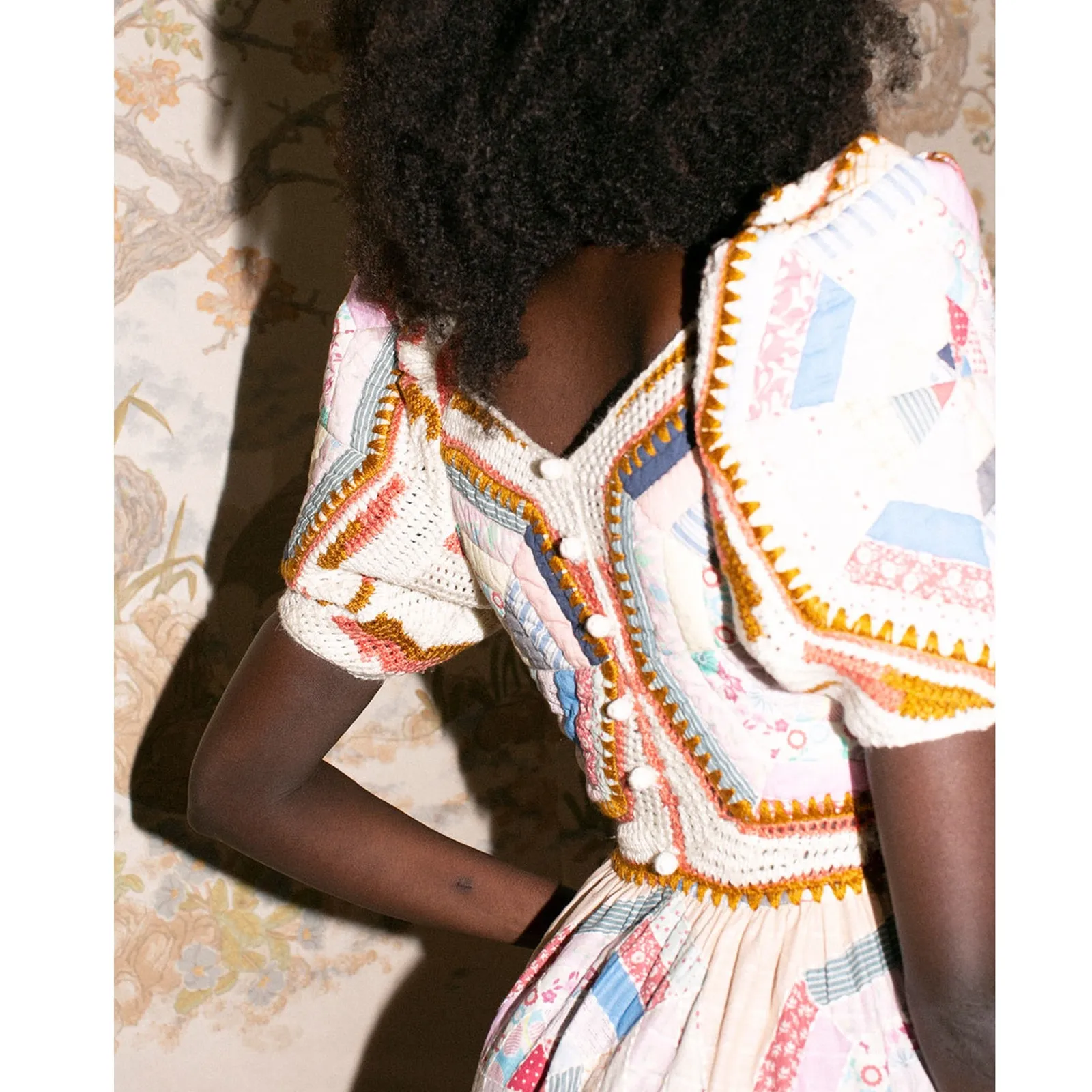 Sea New York Quin Mini Dress patchwork knit quilted BoHo size extra small XS Tan - Image 2