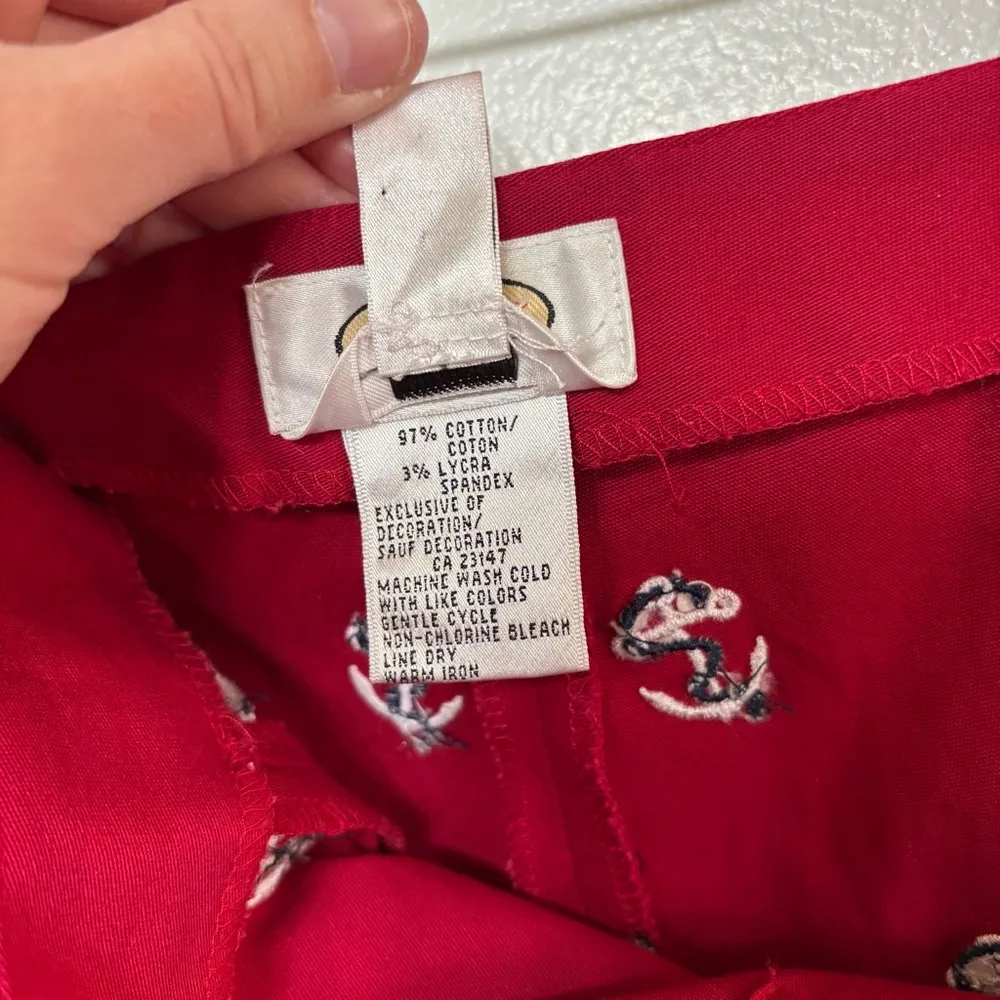 Talbots Women’s Embroidered Red Anchor Print Cropped Sailor Pants Size 8 - Image 7