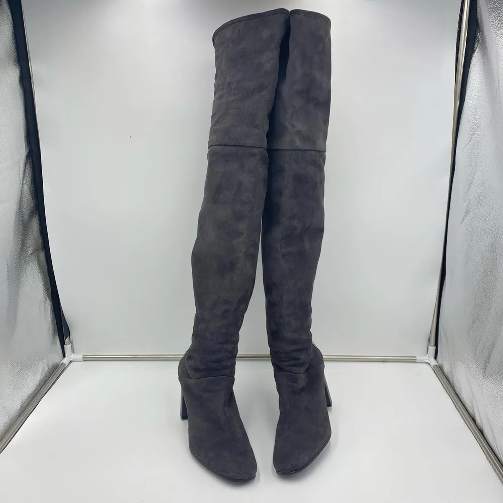 Stuart Weitzman Grey Suede Hardy 90 Over The Knee Thigh High Boots Size 8.5 - Image 2