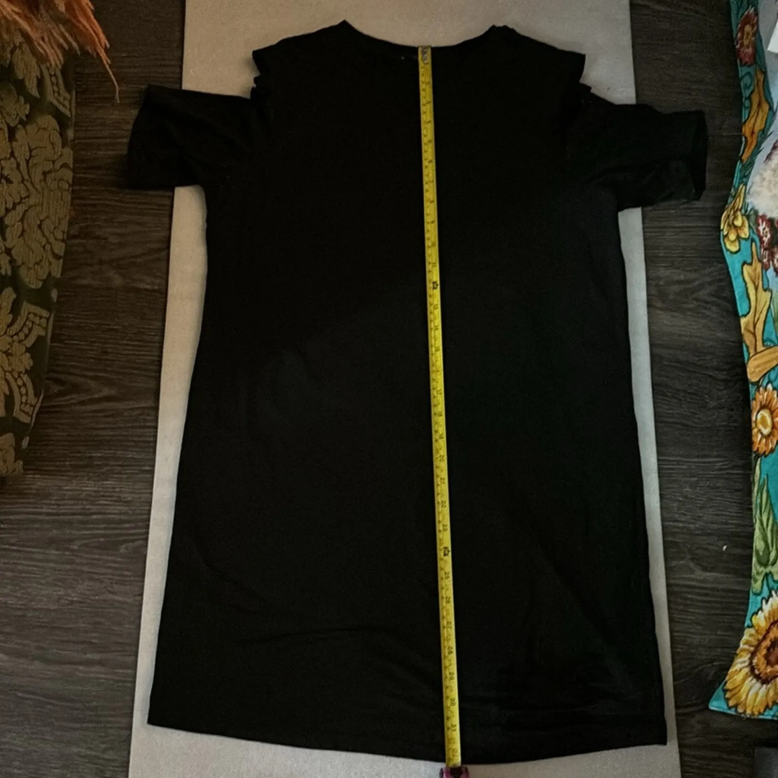 SHEIN Ripped Distressed Black T-Shirt Dress Tunic M Bikercore Rocker Grunge Punk - Image 8