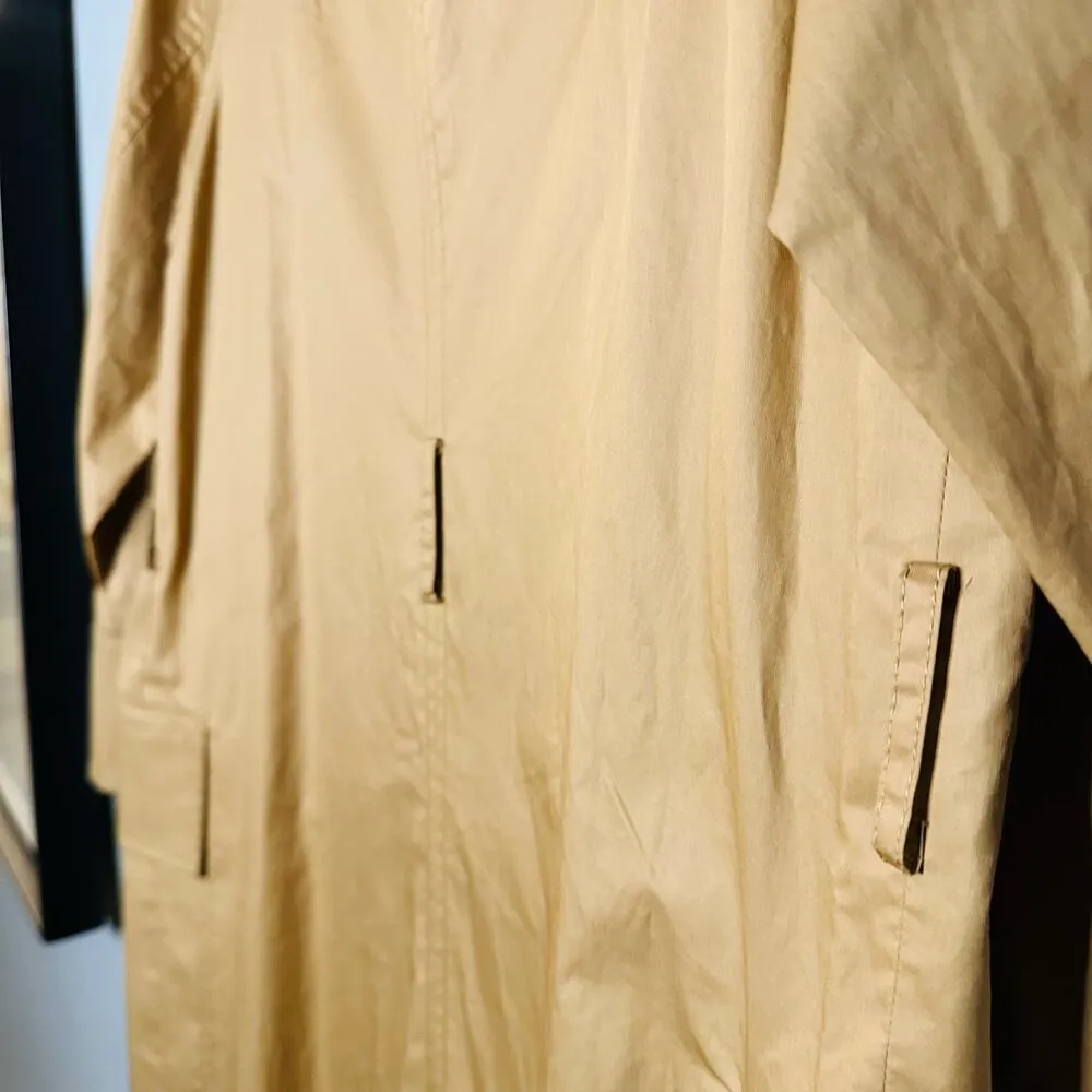 NWT Top Shop Tan Black Button Front Pockets Long Trench Coat Lightweight Size 2 - Image 4