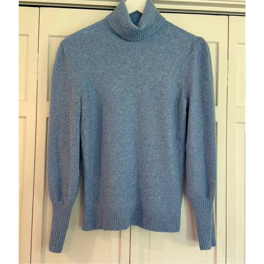 J.crew blue wool blend puff sleeve sweater small Blue - Image 2