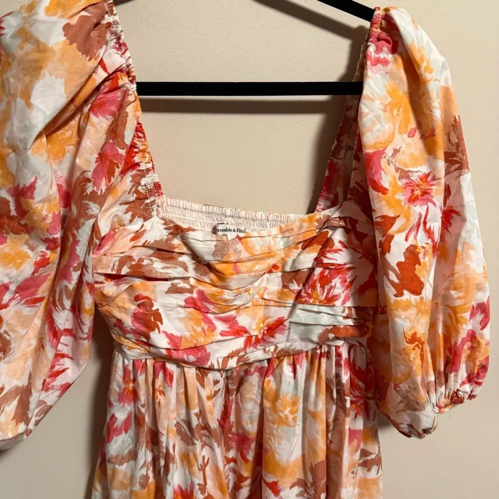 Abercrombie & Fitch Emerson Mini Floral Puff Sleeve Ruched Dress Size Small T - Image 5