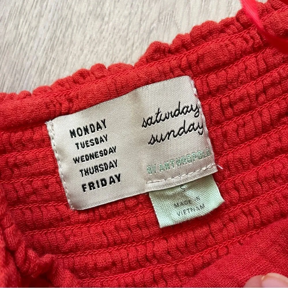 Anthropologie Saturday Sunday Isabel Tie Front Jumpsuit Red (Small) cotton gauze - Image 5
