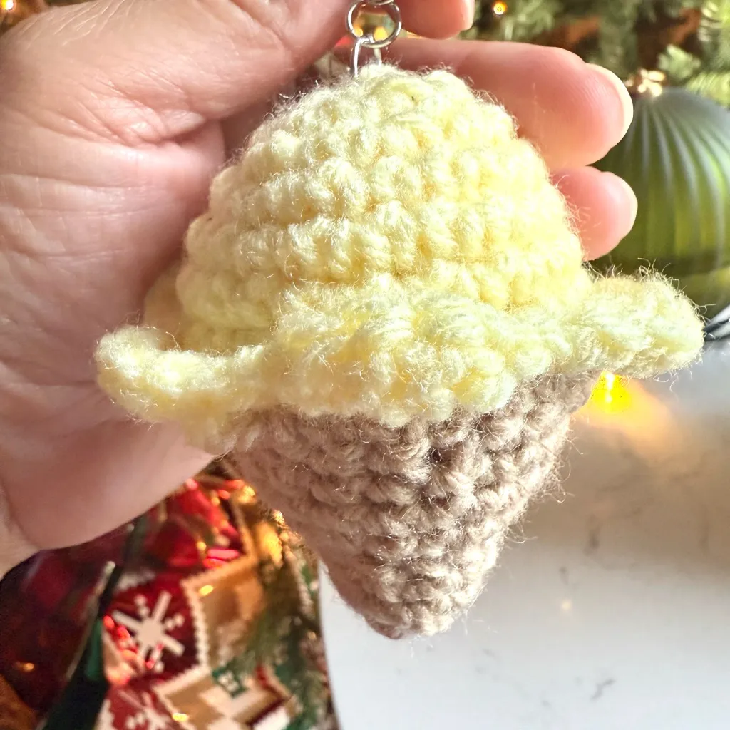 Handmade Crochet Ice Cream Cone Keychain - Image 4