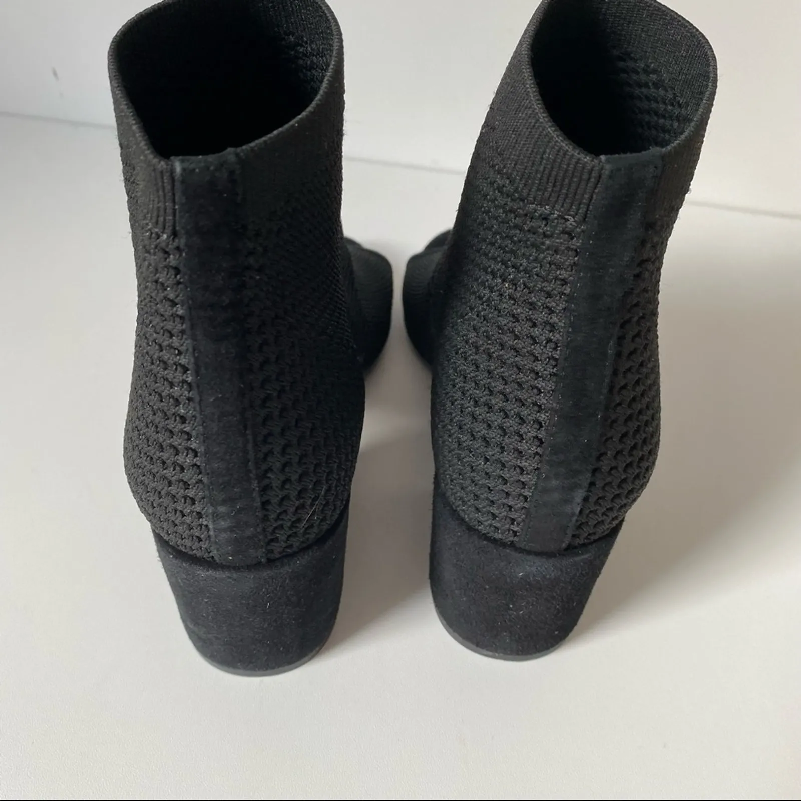 Eileen Fisher Black Croft Stretch Knit Open Toe Booties size 5 - Image 6