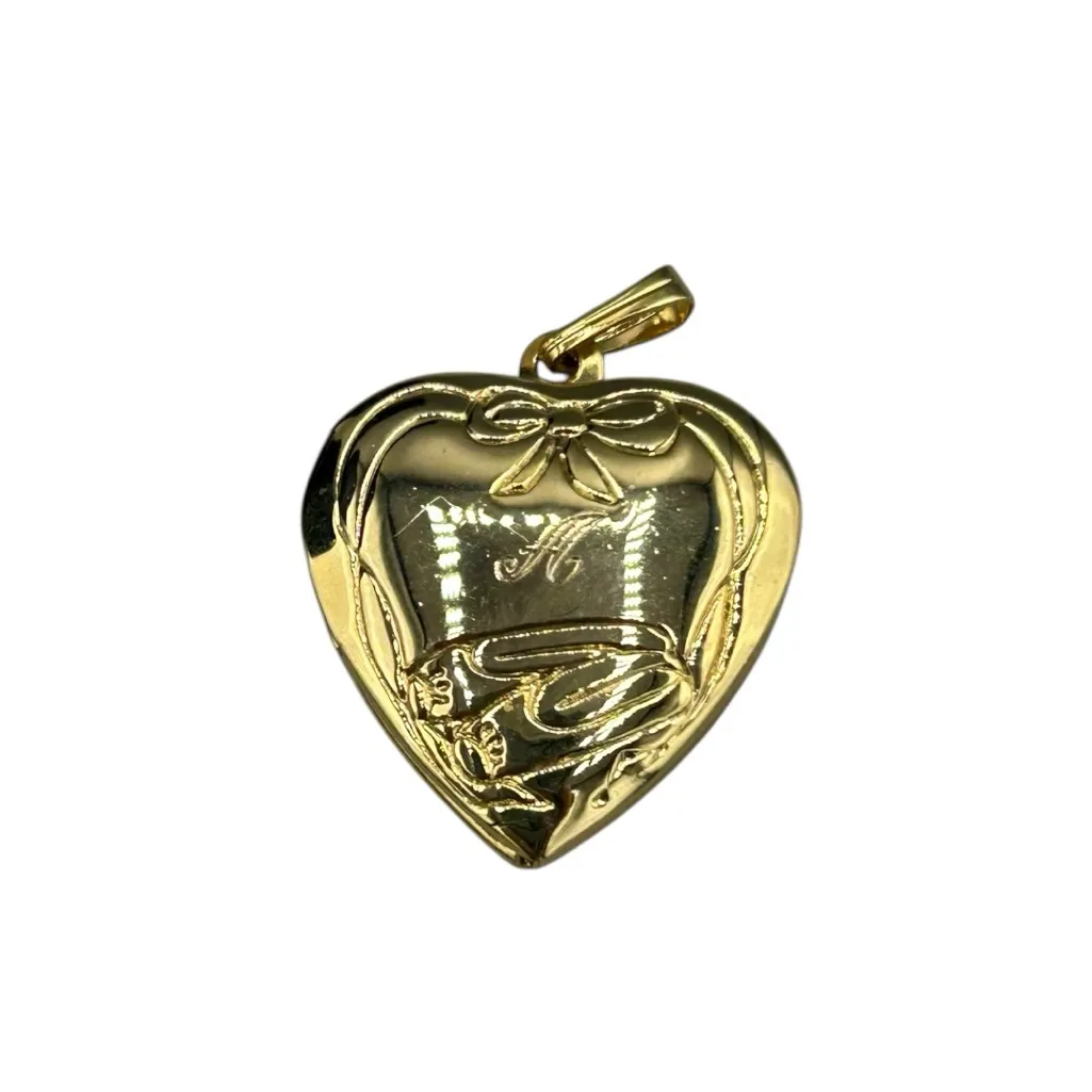 Heart Photo Locket Pendant Initial A Ballet Gold - Image 2